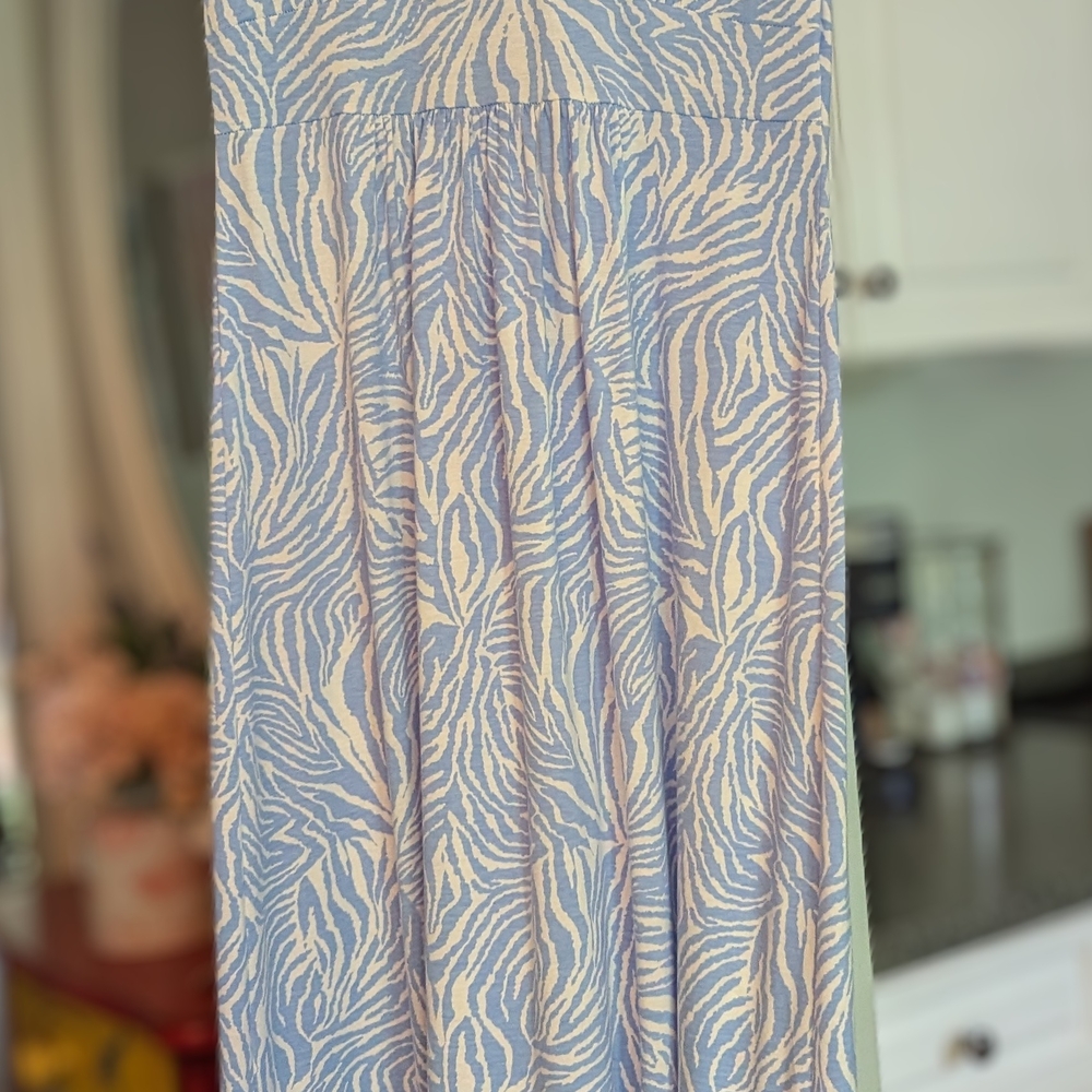 Blue and White Zebra Print Skirt